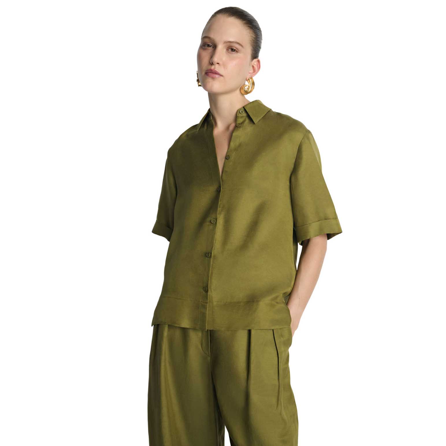 Veronika Maine Drapey Viscose Linen Shirt